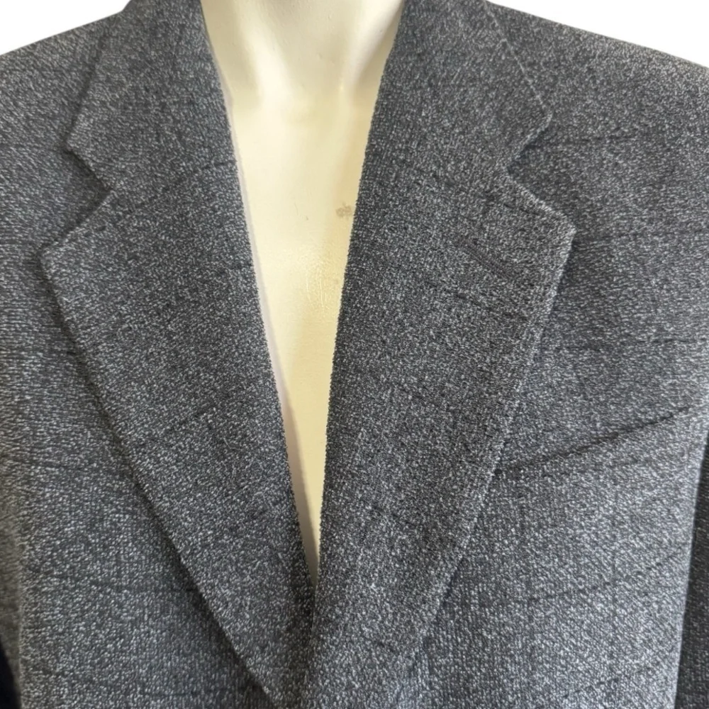Vintage Claiborne Plaid Blazer Charcoal + Black - Italian Fabric Men’s 41R